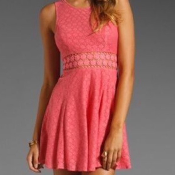 Free People Dress Daisy Pink Crochet Lace Skater size 2 - Picture 2 of 16